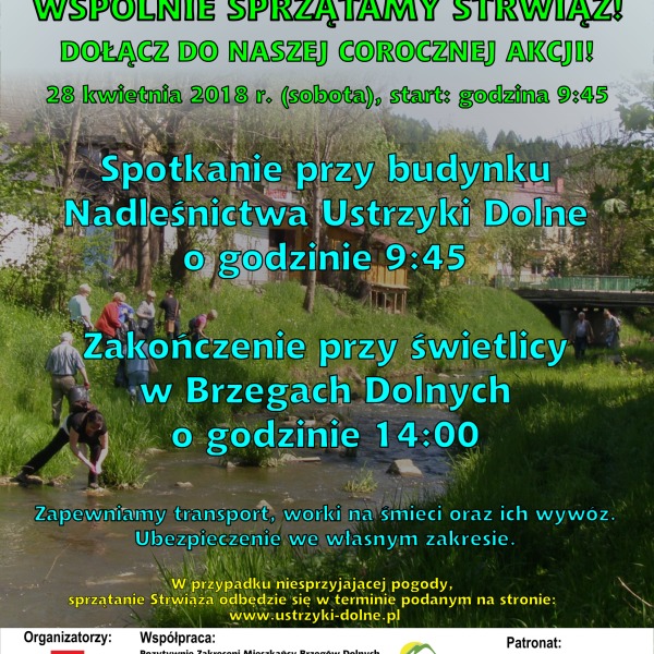Zapraszamy na Akcję Sprzątania Strwiąża - 28 kwietnia 2018 r.